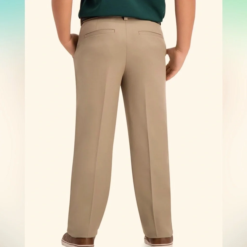 Haggar Boys’ Cool 18 Pro Regular Fit Dark Tan Dress Pants 16